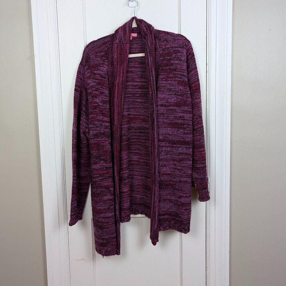 Woman Within Heathered Purple Open-Front Cardigan | Size 1X
